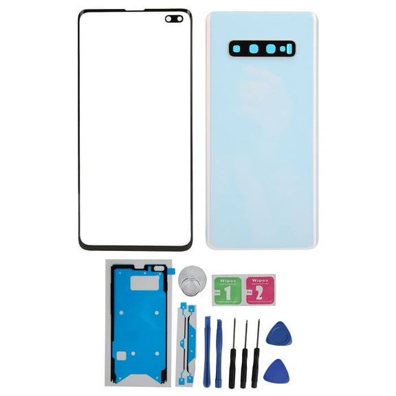 Mobile Phone Back Glass Cover and Outer Glass Panel Replacement for Samsung S10+Plus(White )