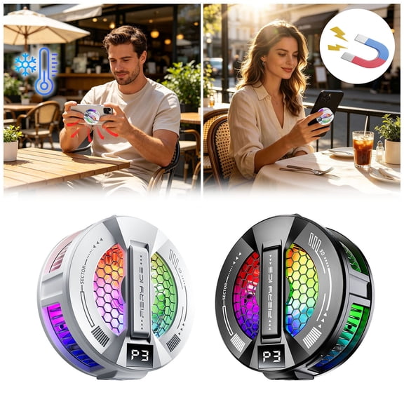 Mobile Phone CPU Fans Magnetic Phone Cooler – RGB Gaming Cooling Fan for iPhone & Android,Provide Efficient Heat Dissipation Are Quiet And Have A Long Lifespan,Magnetic Attach & USB-C Charging
