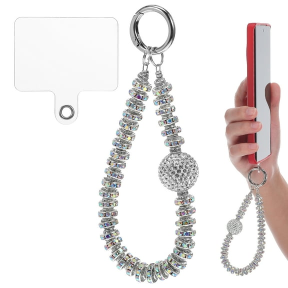 Mobile Phone Chain Phone Wrist Strap Beaded Phone Case Charms Cell Phone White