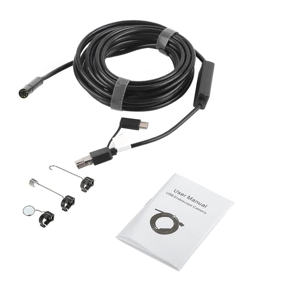 Mobile Phone Endoscope,Compatible with Android Smartphones and Computers, 1 Piece Black USB with 5 Meter Flexible Tube and 2 Megapixel Camera