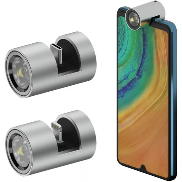 Mobile Phone External Flashlight, 280 lumens Mini Flashlight, Lightning Interface Flashlight, no Need to Charge, Suitable for Camping, Hiking, Night Riding and Running, etc(Lightning), Argent
