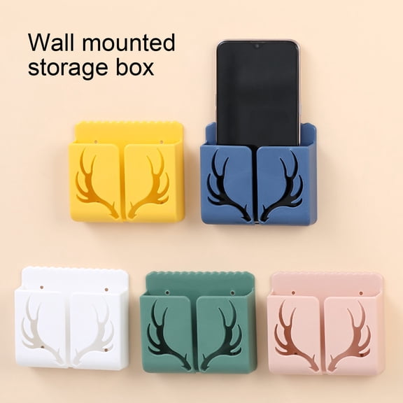 Mobile Phone Holder Multi-function Wall Mounted Creative Antlers Remote Control Storage Box Organizer for Home,Pink