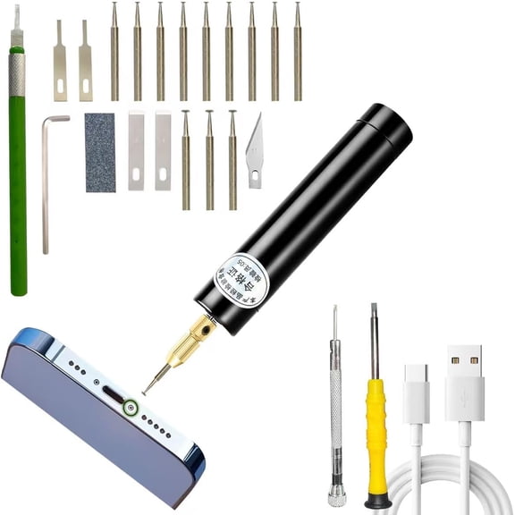 Mobile Phone Rechargeable Broken Screw Extraction Kit Damaged Screw Removal Tool iPhone Repair Tool No. 4 Grinding Head Portable Screw Extractor Laptop/Tablet Electronics