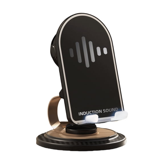 Mobile Phone Stand with Speaker, HD Portable Wireless Speaker, Adjustable Tablet Desktop Holder for Live Streaming-Black