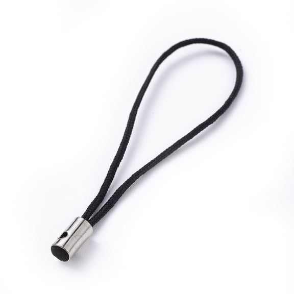 Mobile Phone Strap Colorful DIY Cell Phone Straps Nylon Cord Loop with Alloy Ends Black Platinum 45mm