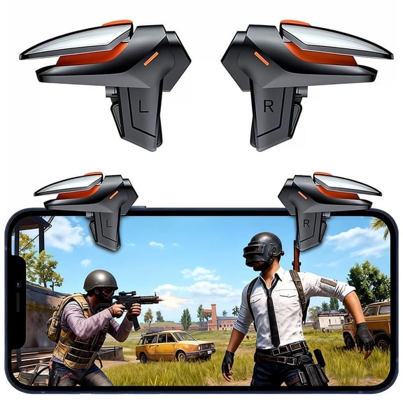 Mobile Phone Triggers for Gaming - 4 Finger Operation High Sensitive Aim & Shoot Game Physical Joystick Buttons for PUBG Mobie Game
