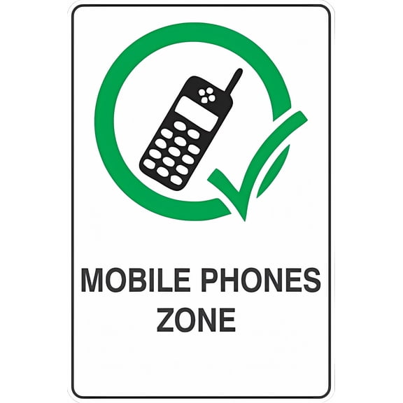 Mobile Phones Zone Safety Metal Tin Sign - 8"x12", Decor for Garage, Man Cave, Home, Office, Public Spaces