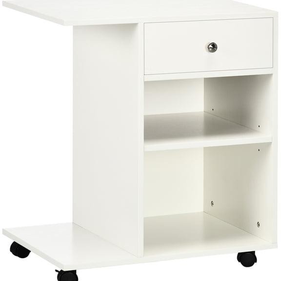 Mobile Printer Cart with Drawer | Office Use, Adjustable Shelf and Storage | High - Grade Particleboard | Move Freely in Home