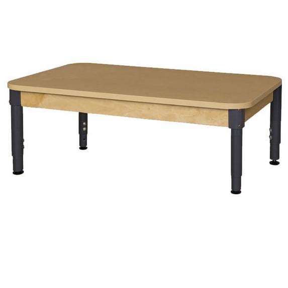 Mobile Rectangle High Pressure Laminate Table With Adjustable Legs, 20-31 in.
