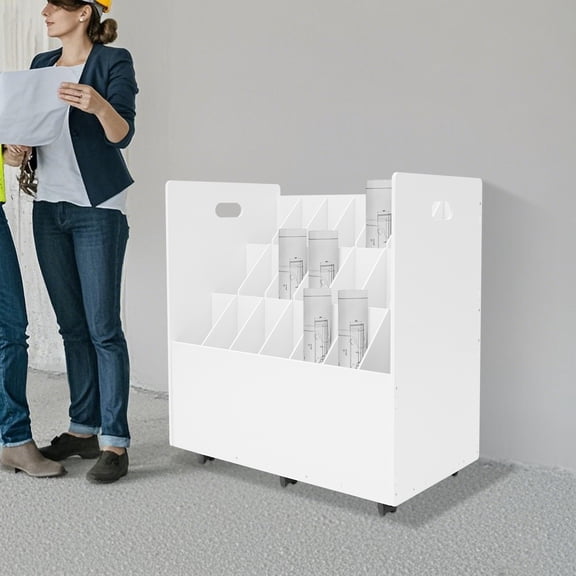 Mobile Roll File Storage Rack, Roll Files Storage Cabinet with Wheels, 21 Slots Roll Files Storage Organizer with Wheels