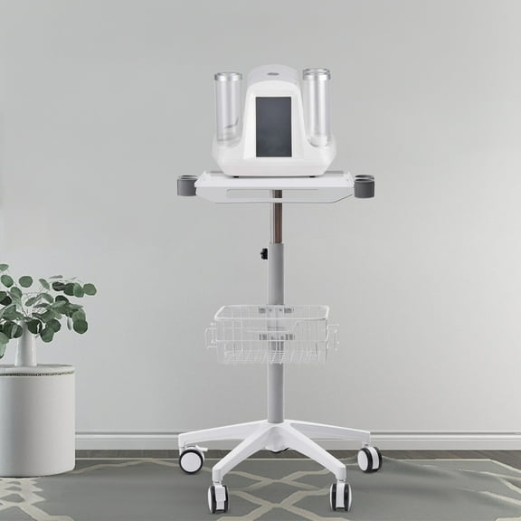Mobile Rolling Cart Medical Trolley White for Ultrasound Imaging Scanner Cart for Laboratories, Hospitals, Dental Offices, Spa