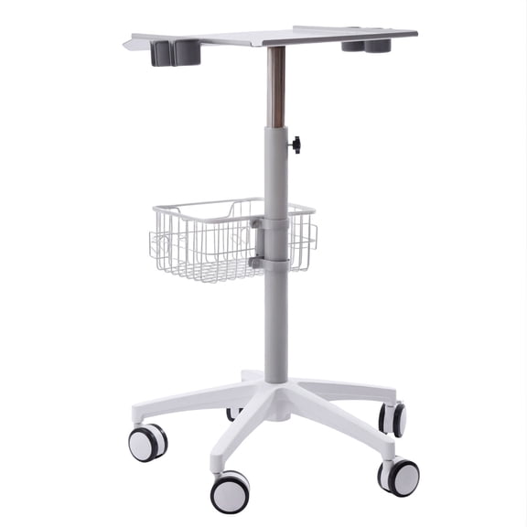 Mobile Rolling Cart Medical Trolley White for Ultrasound Imaging Scanner Cart