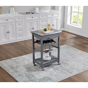 Mobile Rolling Kitchen Island with Stainless Steel Top, Drawer & Storage Basket
