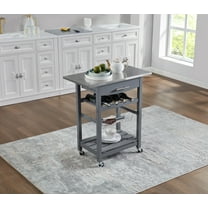 Mobile Rolling Kitchen Island with Stainless Steel Work Surface, Drawer & Storage Basket