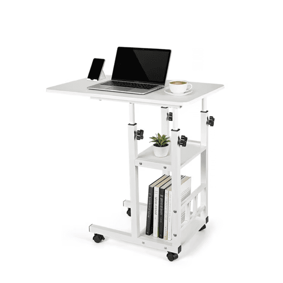 Ffe Height Mobile Rolling Side Table with Wheels Adjustable Height C Shaped Desk ...