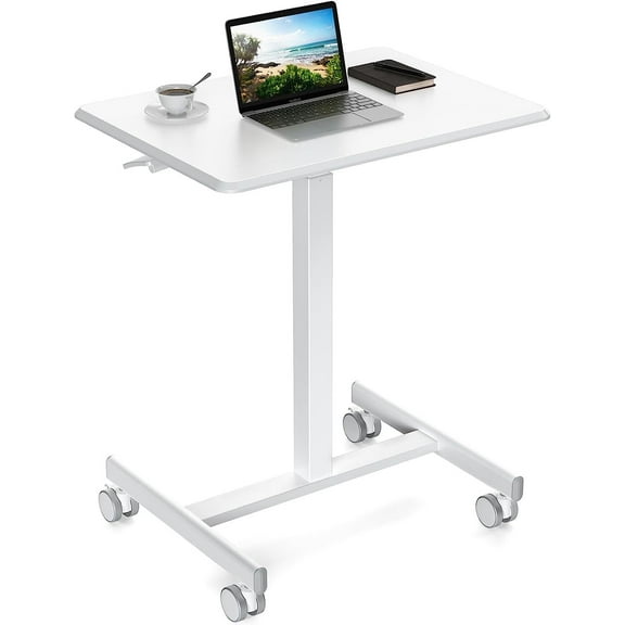 HaloHarness Mobile Rolling Standing Desk - Overbed Table, Teacher Podium with Wheels, Adjustable Work Table, Rolling Desk Laptop Computer Cart for Home, Office, Classroom