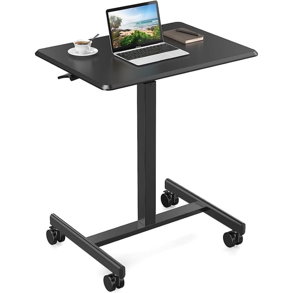 HaloHarness Mobile Rolling Standing Desk - Overbed Table, Teacher Podium with Wheels, Adjustable Work Table, Rolling Desk Laptop Computer Cart for Home, Office, Classroom