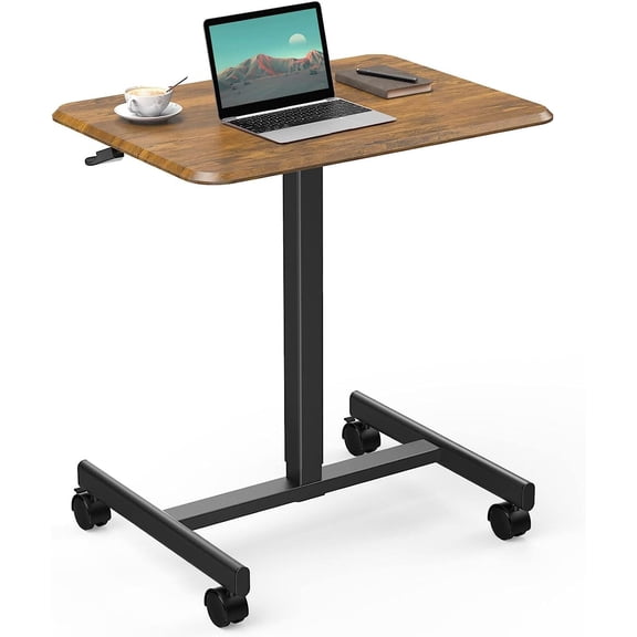 HaloHarness Mobile Rolling Standing Desk - Overbed Table, Teacher Podium with Wheels, Adjustable Work Table, Rolling Desk Laptop Computer Cart for Home, Office, Classroom