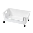 thumbnail image 1 of Mobile Rolling Storage Box with Wheels | Under Desk Organizer & Shelf Storage Rack | Plastic Sorting Bin for Stationery Books & Sundries | Yellow & White, 1 of 6