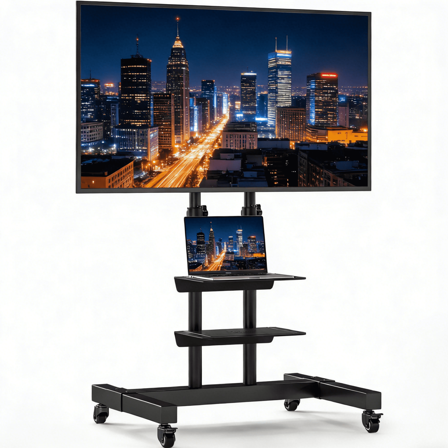 Mobile Rolling TV Cart Stand with Wheels for 32-83 Inch Flat & Curved ...