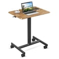 thumbnail image 1 of Mobile Small Standing Desk - Rolling Desk with Adjustable Height and Lockable Wheels, Sit-Stand Laptop Table, Portable Computer Workstation, Brown, 1 of 1