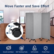 Mobile Soundproof Room Divider on Wheels, 66 Folding Acoustic Panel for Noise Reduction, 3-Panel Office Partition for Privacy in Open Workspaces, Home & Classroom, Dark Grey