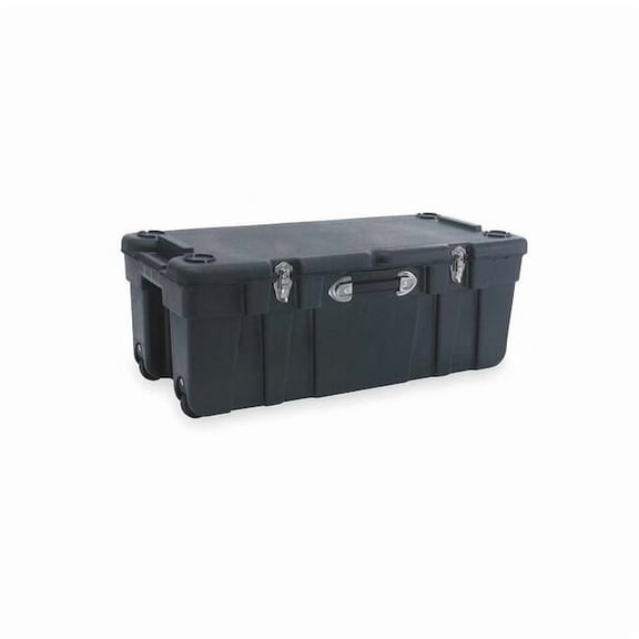 Mobile & Stackable Storage Trunk W/ Lid, 38.2 gal, 37 in L x 17-1/2 in W x 14 in H, Black