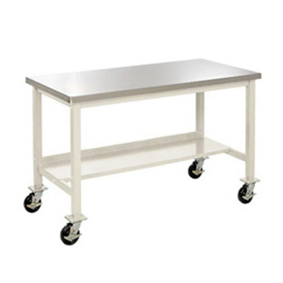 Mobile Stainless Steel Square Edge Lab Bench - Tan