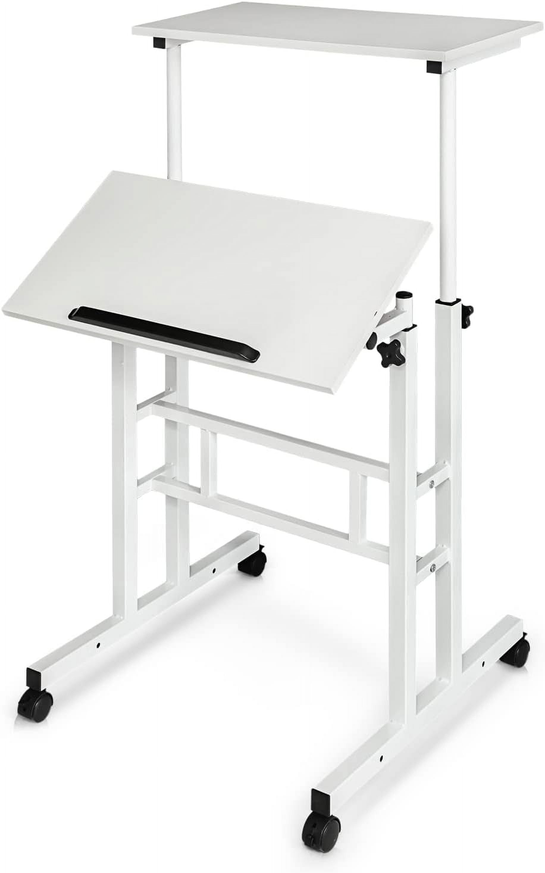 Mobile Stand Up Desk Height Adjustable Computer Standing Rolling Laptop