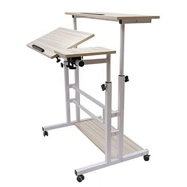 Mobile Stand Up Desk, Mobile Standing Desk, Adjustable Laptop Desk with