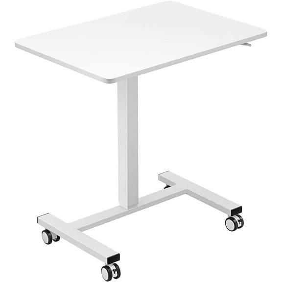Mobile Standing Desk, Gas-Spring Sit-Stand Rolling Desk 28" to 44" Height Adjustable, 4 360 Swivel Casters (2 Locking) - Mobile Computer Cart for Office, Study & Home, Holds 40LBS