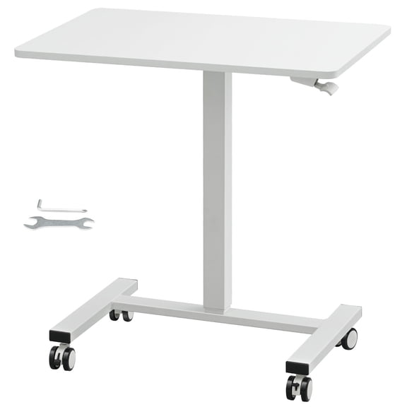 Mobile Standing Desk, 28"-44" Gas-Spring Height Adjustable Sit-Stand Desk, 4 360 Swivel Wheels (2 Lockable) Portable Rolling Laptop Table Computer Cart for Home Office School, 40LBS Loading