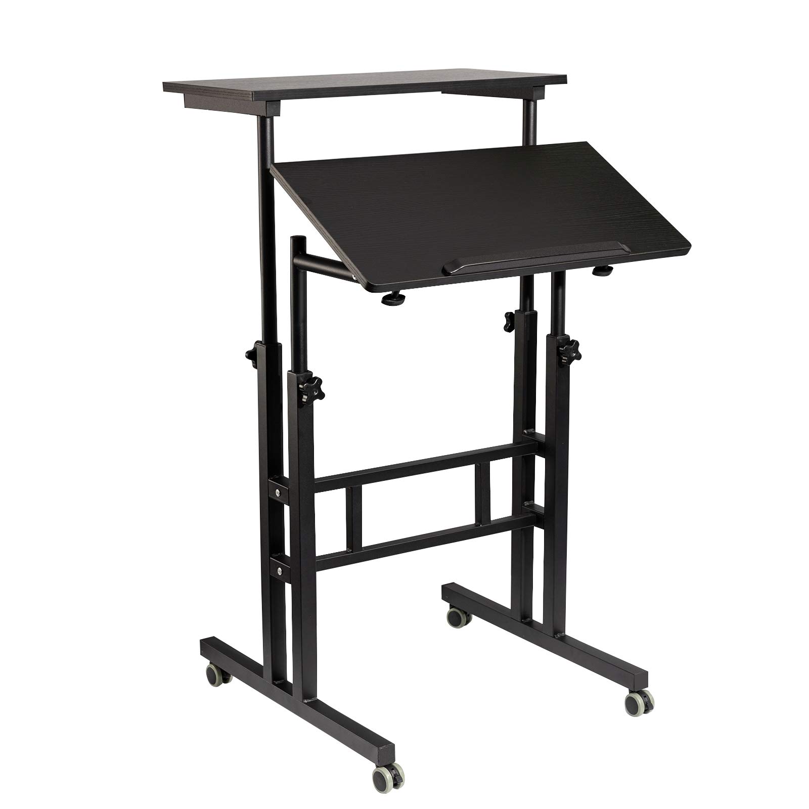 Home Source Rooney Black and Silver Metal Computer Cart