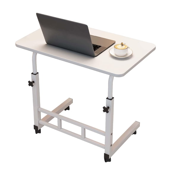 Mobile Standing Desk with Adjustable Height, 31.5" x 15.7" Large Desktop Rolling Computer Table with Wheels, Portable Laptop Cart for Small Space, Bedside, Sofa, Home Office