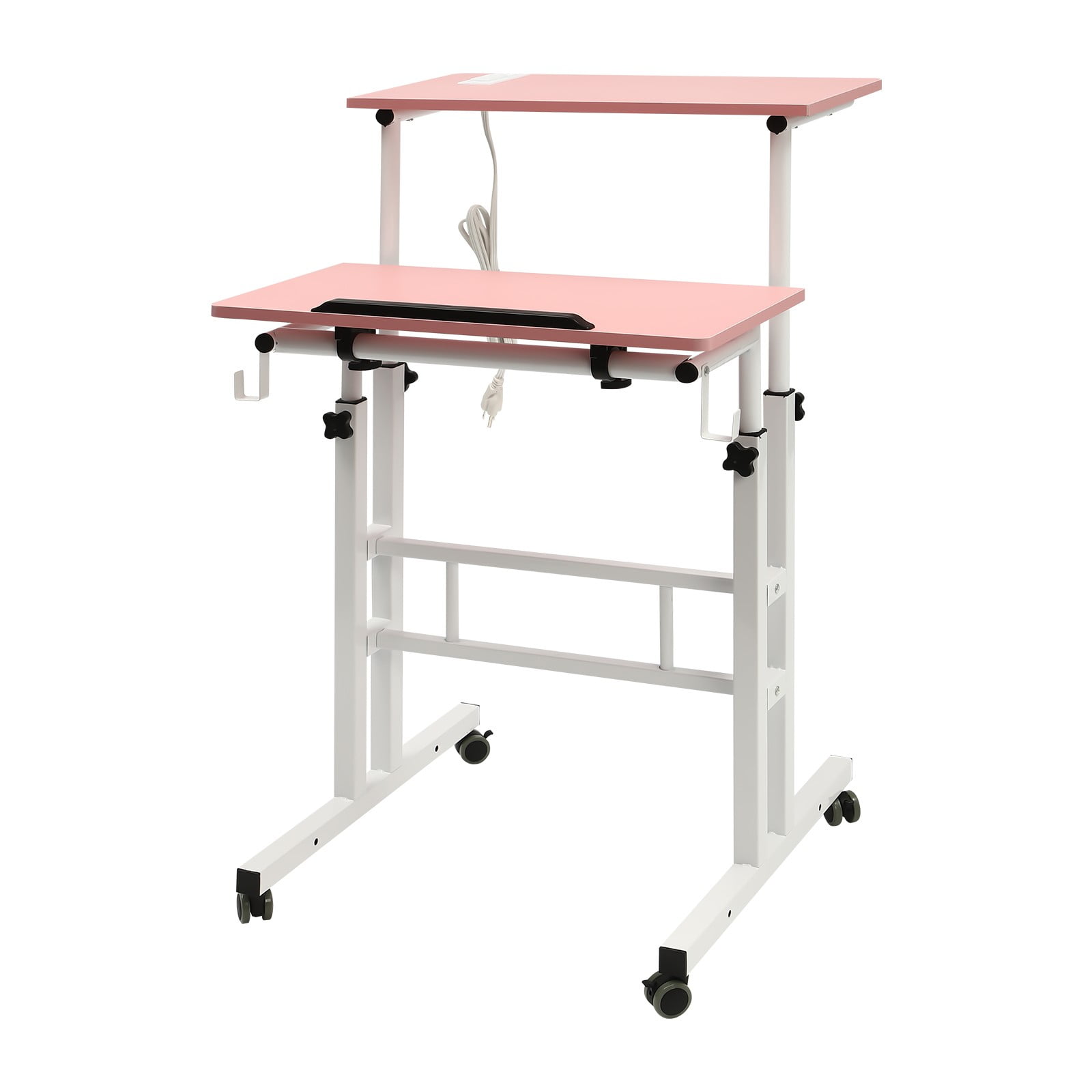 Mobile Standing Desk Adjustable Stand Up Laptop Desk Workstation for Home Office