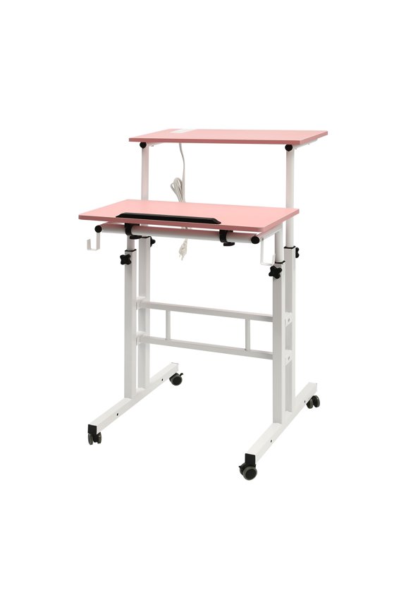 Mobile Standing Desk Adjustable Stand Up Laptop Desk Workstation for Home Office