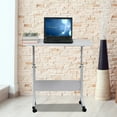 thumbnail image 1 of Mobile Standing Desk Cart, Height Adjustable Rolling Stand up Desk, Computer Workstation for Office/School/Teachers, Steel Removable Table with Wheels, Chipboard Side Table with Baffle, White, 1 of 7