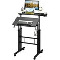 thumbnail image 1 of Mobile Standing Desk with Cup Holder, Portable Stand Up Desk, Adjustable Height Small Standing Desk, Rolling Desk with Wheels, Home Office Laptop Cart, Computer Desk for Standing or Sitting, 1 of 5