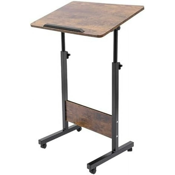 Mobile Standing Desk, Lectern with Wheels, Podium Stand Height Adjustable, Mobile Desk Workstation, Rolling Desk Rolling Computer Cart Laptop Desk Laptop Cart$$Office