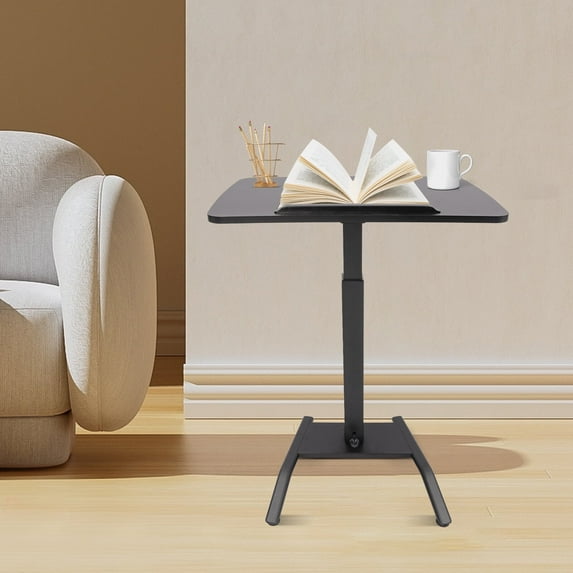 Mobile Standing Desk, Portable Rolling Desk with Lockable Wheels, Non-Slip Mat, Standing Lifting Desk, Rolling Desk with Adjustable Height, 28-42.5in(Black 25.5*17in)