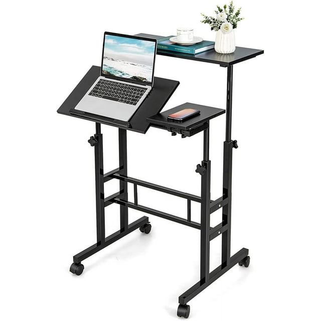Mobile Standing Desk Stand Up Desk Height Adjustable Home Office Desk