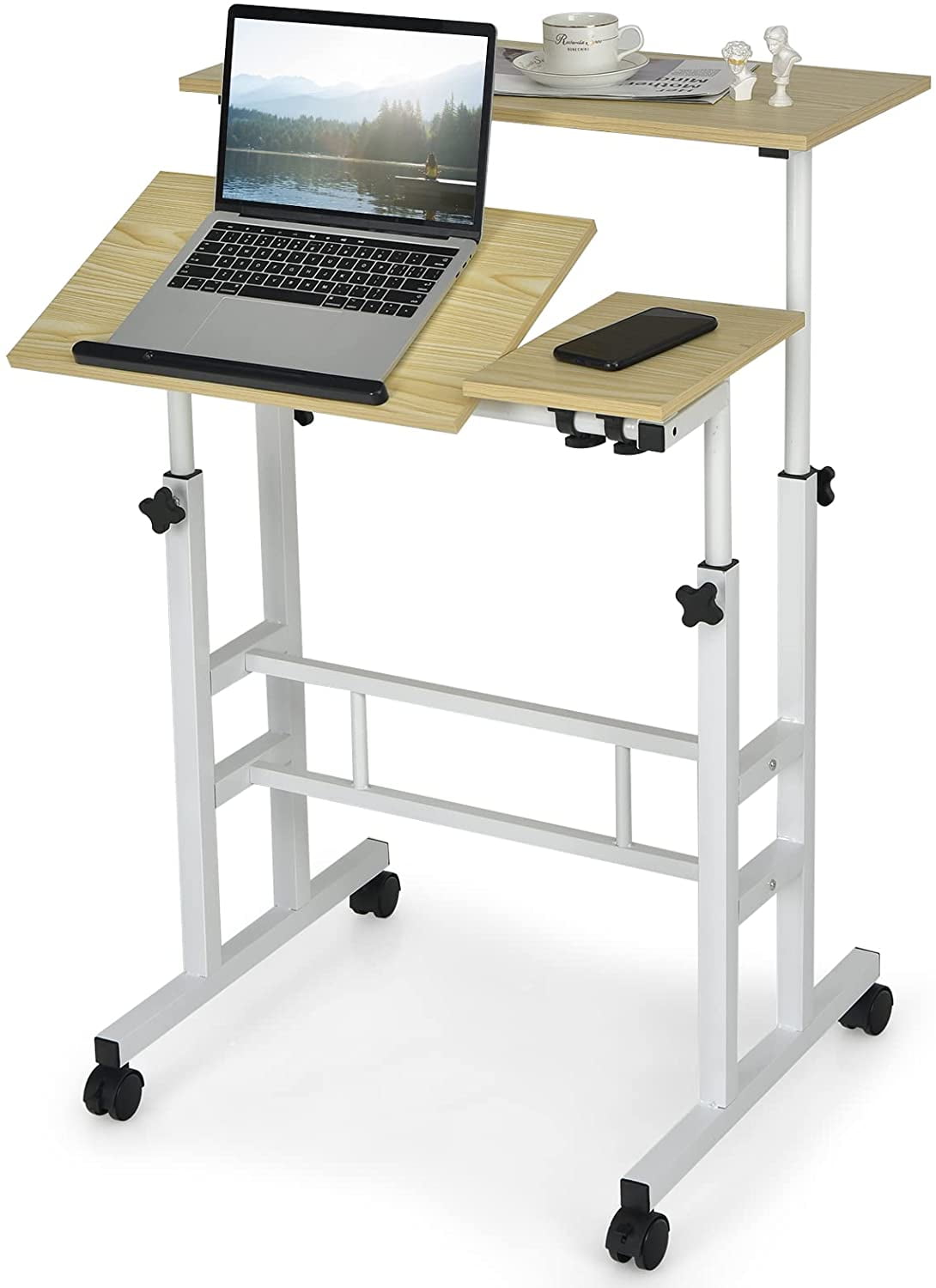 Mobile Standing Desk Stand Up Desk Height Adjustable Home Office Desk