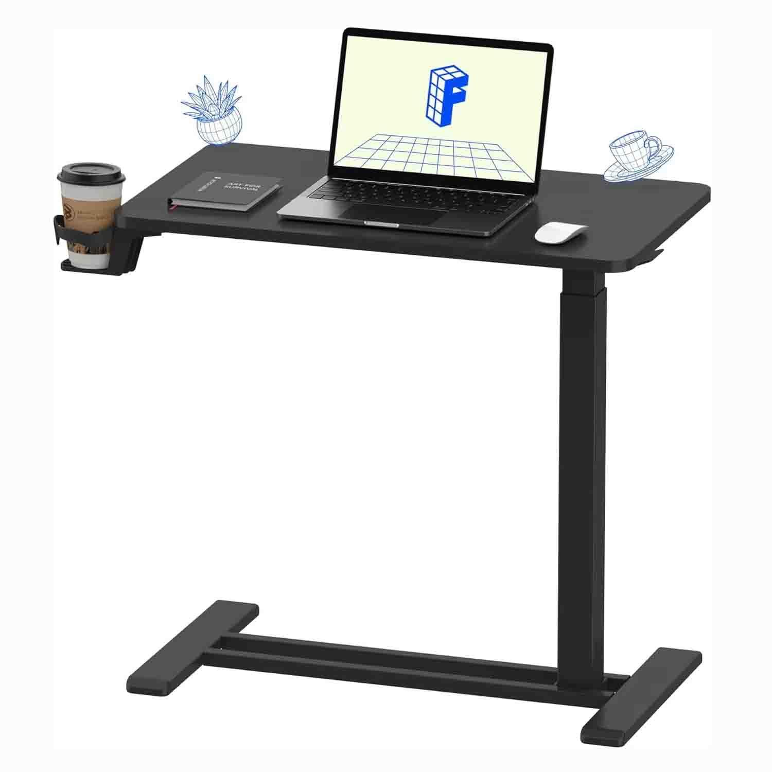Mobile Standing Desk with Wheels Pneumatic Laptop Desk Rolling Computer