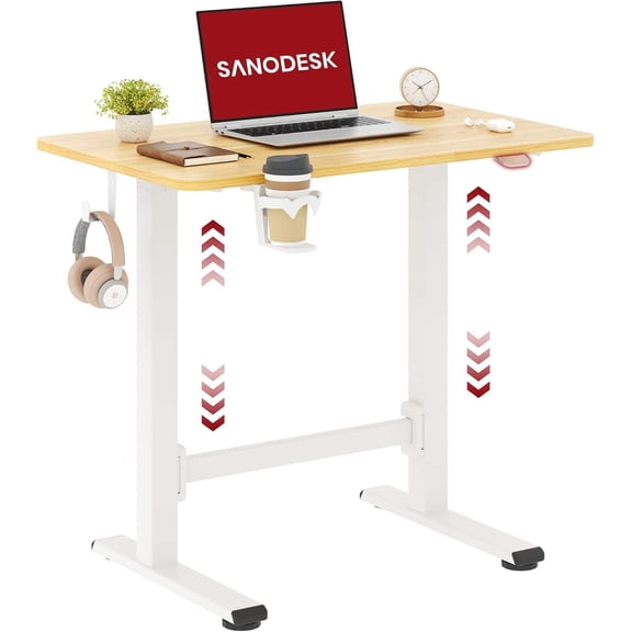 Mobile Standing Desk with Gas-Spring Lift, 32" x 20" Adjustable Height Rolling Workstation