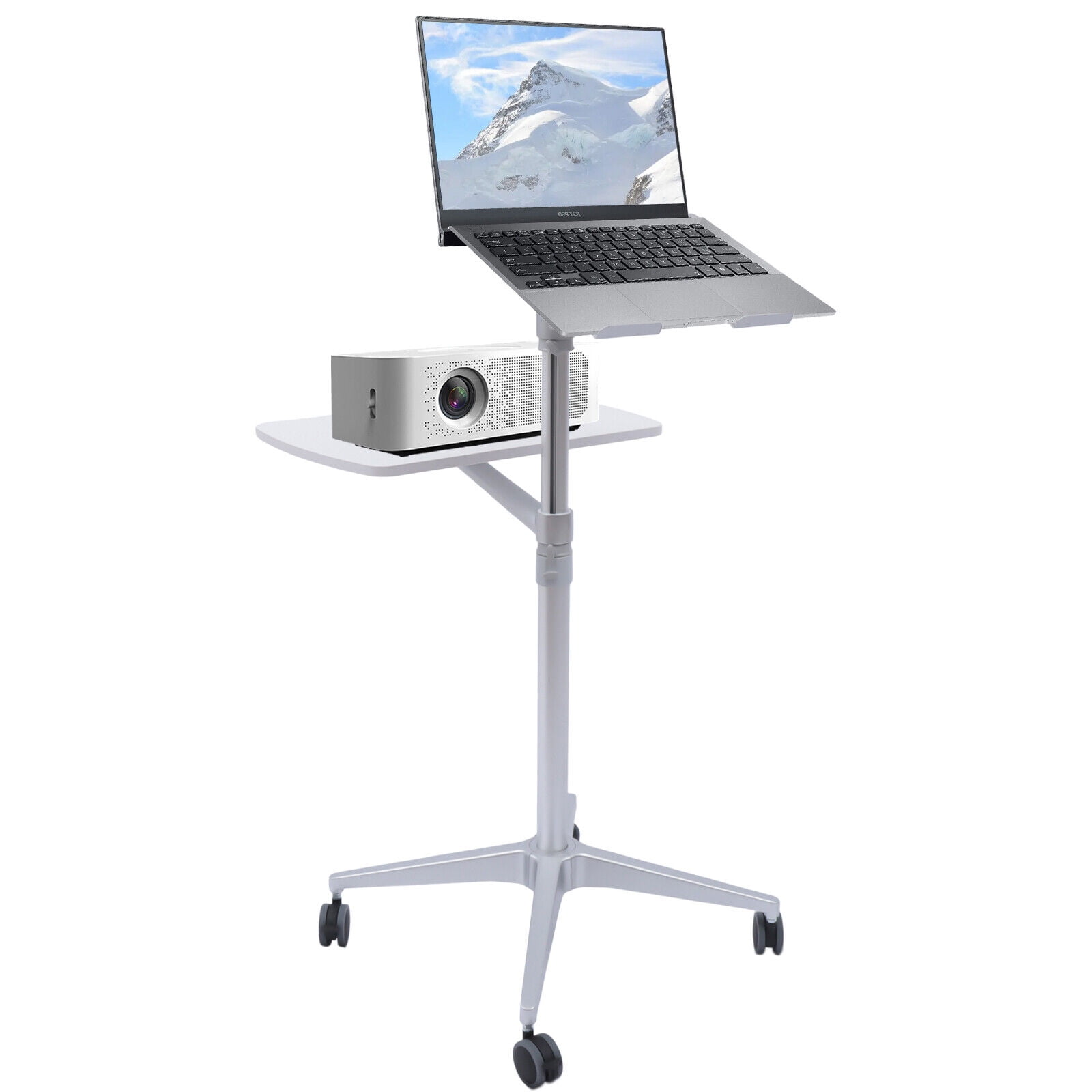 Mobile Standing Laptop Desk Portable Rolling Laptop Stand with 4 Wheels ...