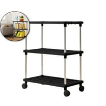 Mobile Storage Shelves with Wheels, Independent Pantry Organizer Unit, Sturdy Plastic Floor Rack for Kitchen Bathroom Closet Use