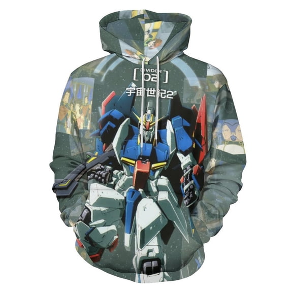 Mobile Suit Gundam Hoodie 3D Print Pullover Hooded Long Sleeve Sweatshirts Tops Blouse with Pocket for Mens Womens
