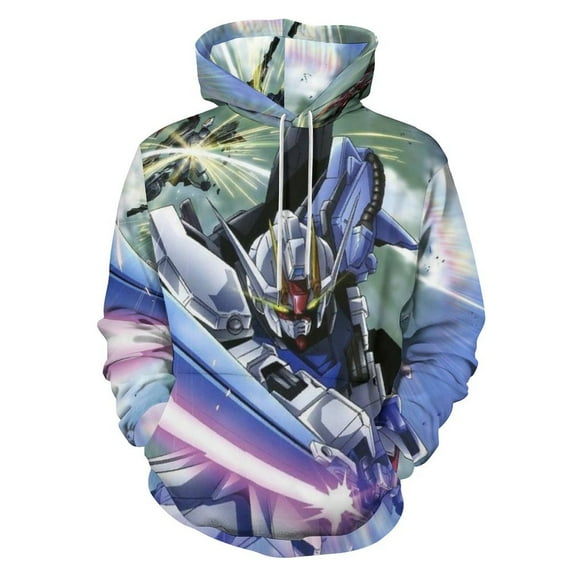 Mobile Suit Gundam Hoodie 3D Print Pullover Hooded Long Sleeve Sweatshirts Tops Blouse with Pocket for Mens Womens
