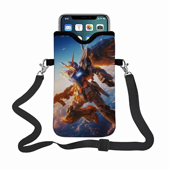 Mobile Suit Gundam SEED Freedom crossbody phone case, with an adjustable strap small handbag suitable for multiple phones.