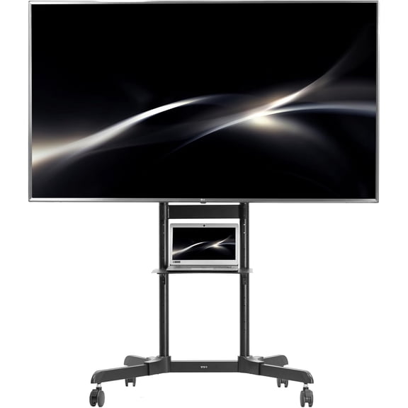 Mobile TV Cart for 32 to 83 inch Screens up to 110 lbs, LCD LED OLED 4K Smart Flat and Curved Panels, Rolling Stand with Laptop DVD Shelf, Locking Wheels, Max VESA 600x400, Black, STAND-TV03E